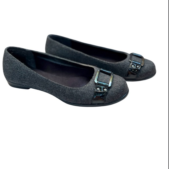 AEROSOLES Dark Gray Women's Felted Flats with Buckle - Picture 1 of 12